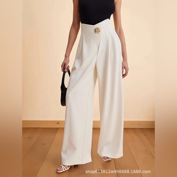 Women’s Black Wide‑Leg Palazzo Pants | High‑Waist Elegant Trousers - Picture 3 of 7